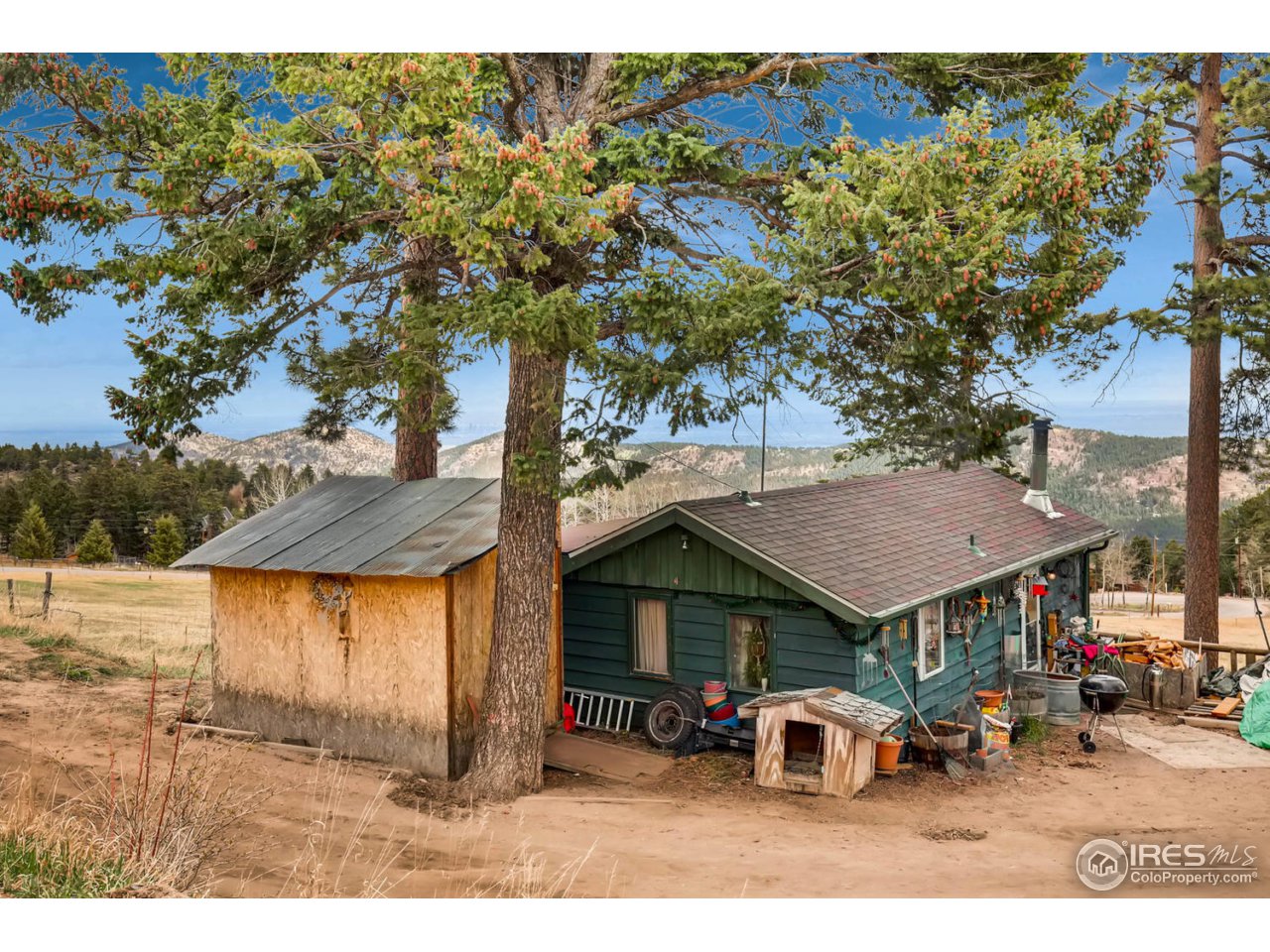 8537 Doubleheader Ranch Road Morrison, CO 80465 - Photo 19 of 40 a backyard of a house with table and chairs