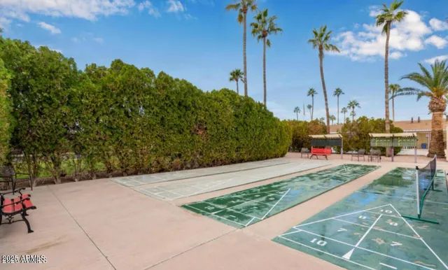a view of a dining area with furniture