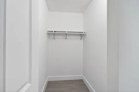 a view of an empty walk in closet