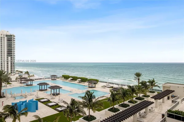 a view of a city and ocean view