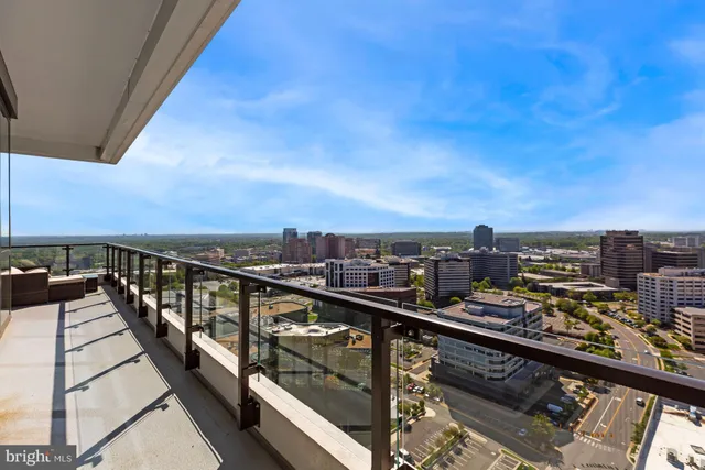 a view of city from a balcony