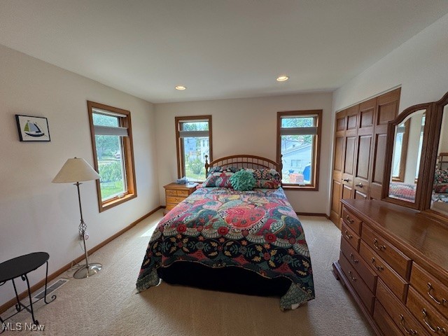 38332 Beachview Road Willoughby, OH 44094 - Photo 22 of 42 Bedroom featuring light colored carpet and recessed lighting, natural woodwork