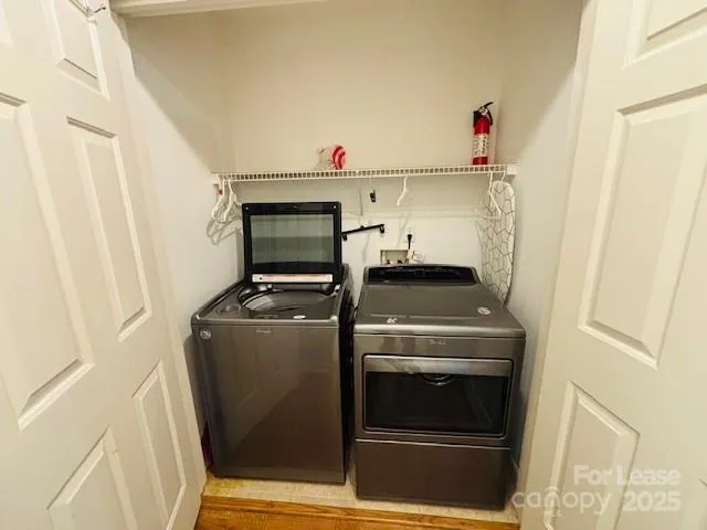 a utility room with dryer and washer
