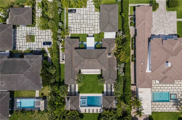 an aerial view of a house