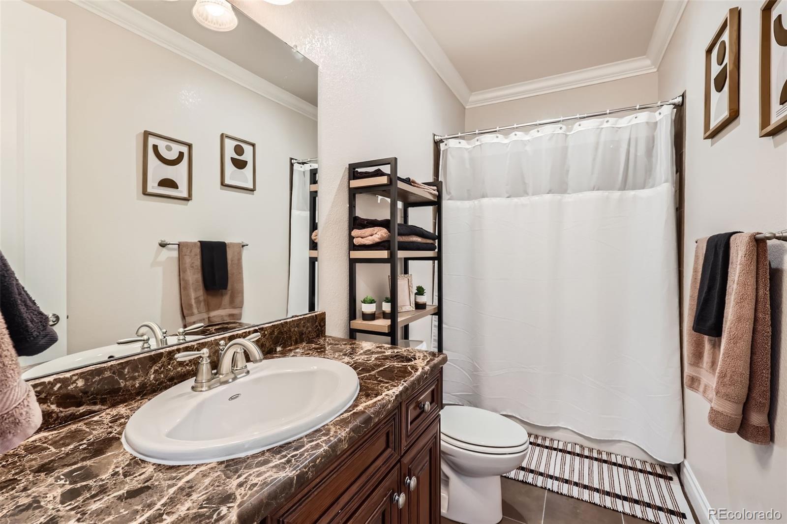 9182 Ridgegate Parkway Lone Tree, CO 80124 - Photo 20 of 31 a bathroom with a sink toilet and shower
