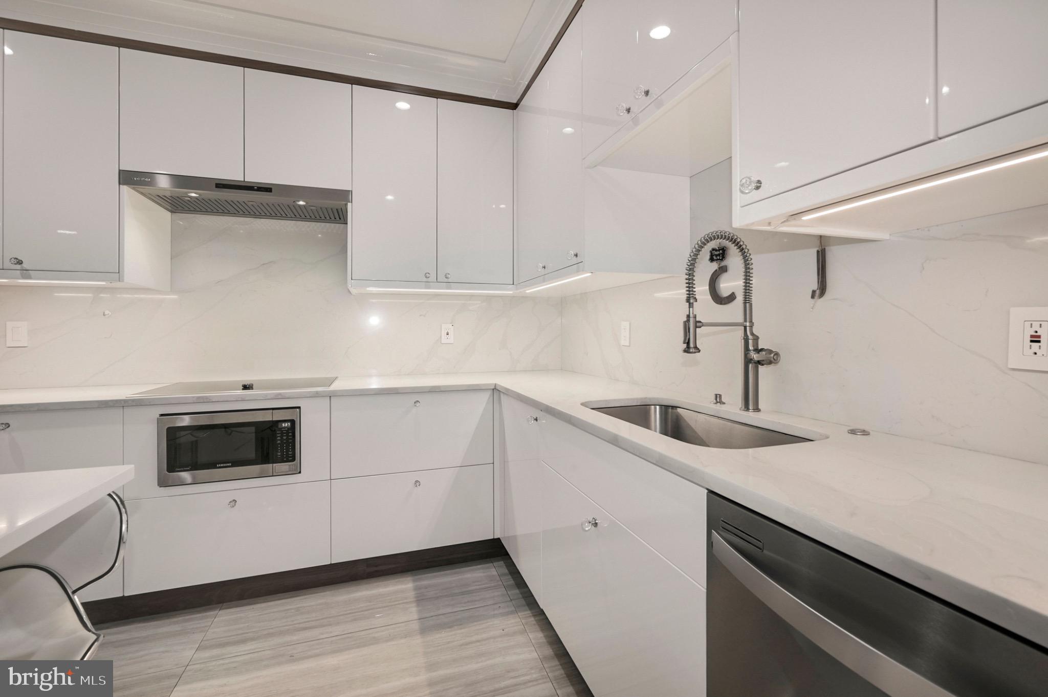 729 Kenyon Street Northwest Washington, DC 20010 - Photo 5 of 26 Sleek modern kitchen with elegant finishes.