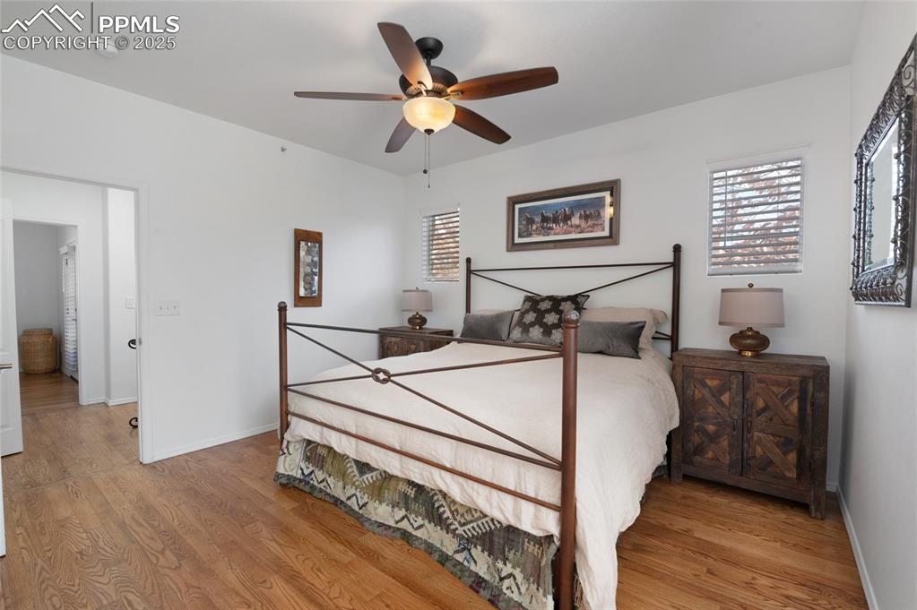 3294 Apogee View Colorado Springs, CO 80906 - Photo 14 of 35 a bed room with a bed and a ceiling fan