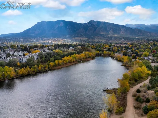 a view of a lake and a mountain