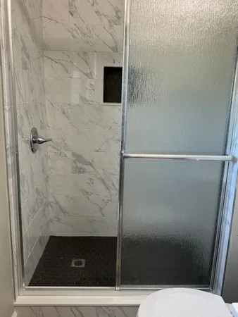 a bathroom with a shower