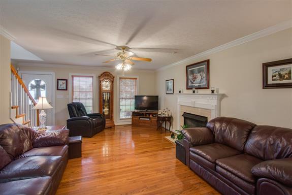 387 North Centerpoint Road Portland, TN 37148 - Photo 8 of 27 a living room with furniture a fireplace and a flat screen tv