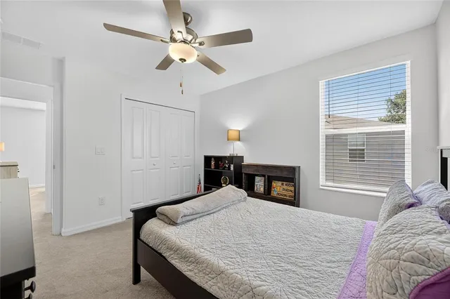 an aerial view of a swimming pool