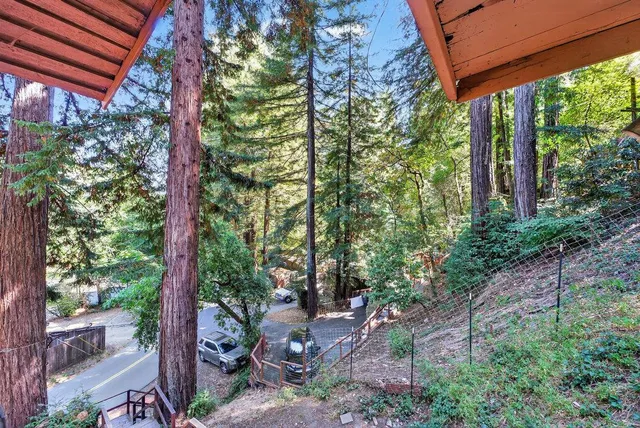 a view of a wooden bridge