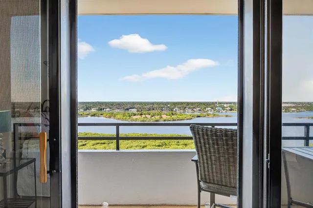 a view of a city from a balcony