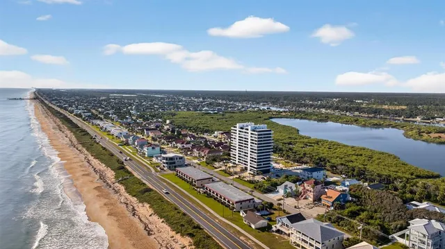 a city view with tall buildings