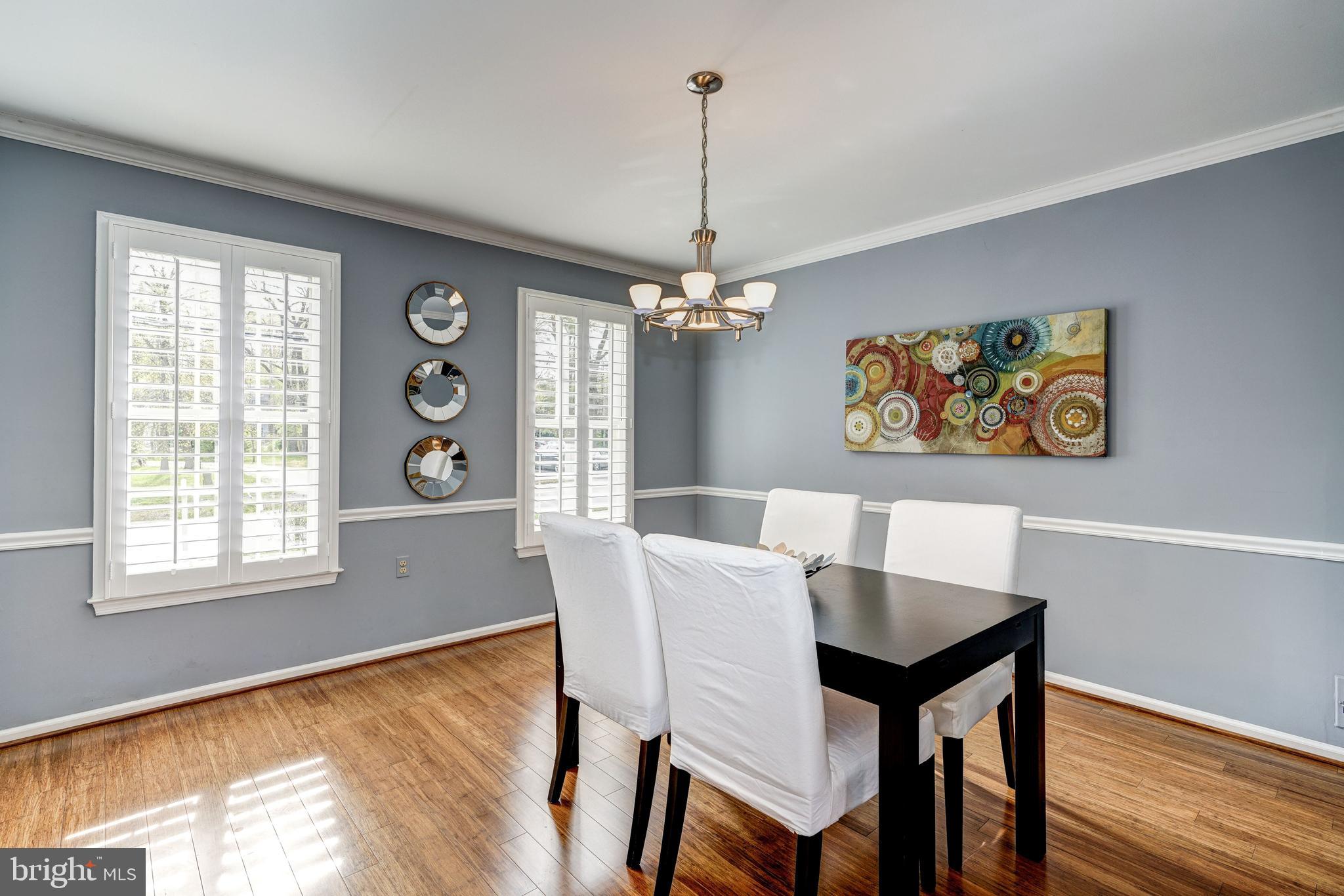 Dining room w/ plantation shutters