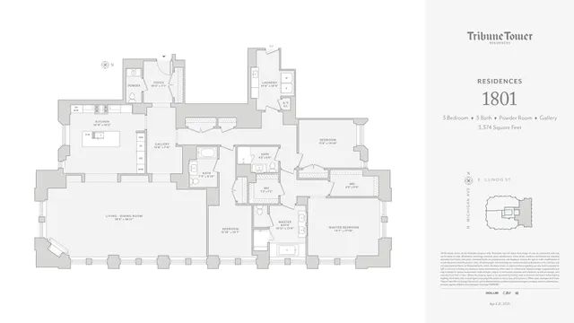 $3,225,000 | 435 North Michigan Avenue, Unit 1801, Chicago, IL 60611