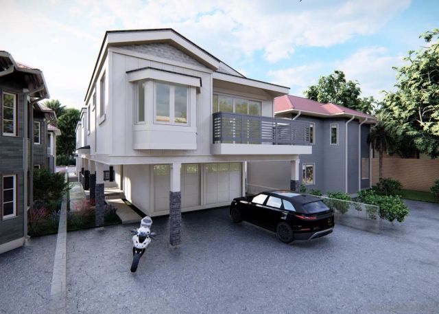 a car parked in front of a house
