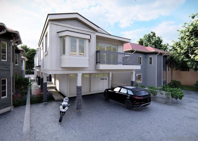 a car parked in front of a house