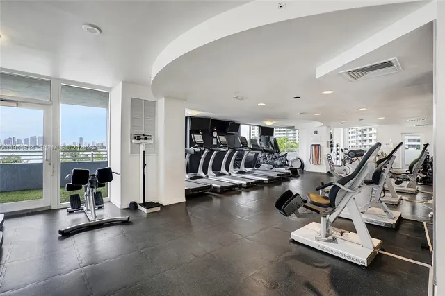 a view of a room with gym equipment