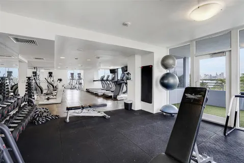 a view of a room with gym equipment