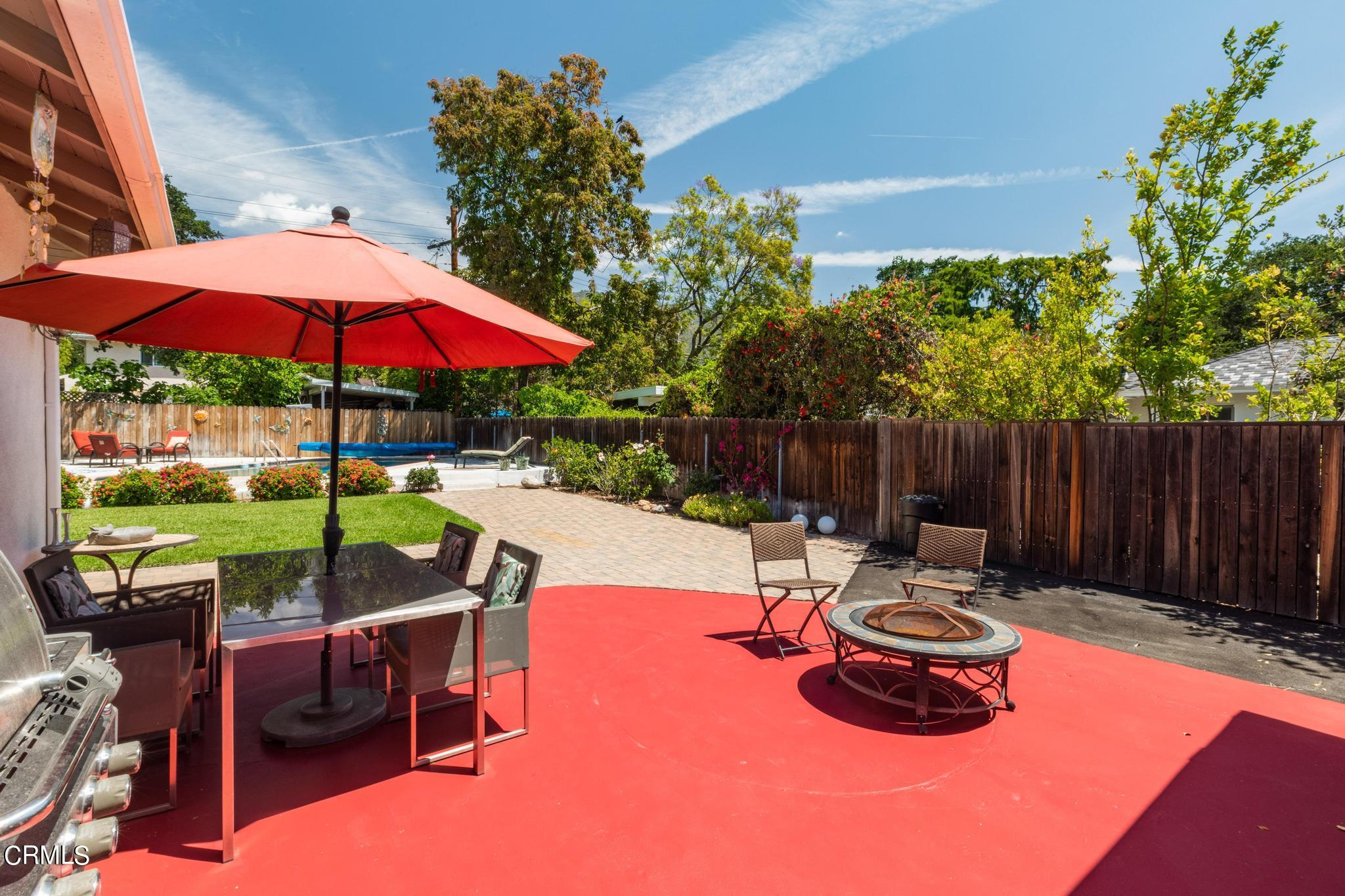 2399 Brigden Road Pasadena, CA 91104 - Photo 23 of 32 a view of a patio with a table and chairs under an umbrella