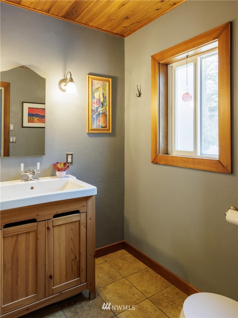230 Eliza Road Lopez Island, WA 98261 - Photo 15 of 26 a bathroom with a sink a toilet and mirror