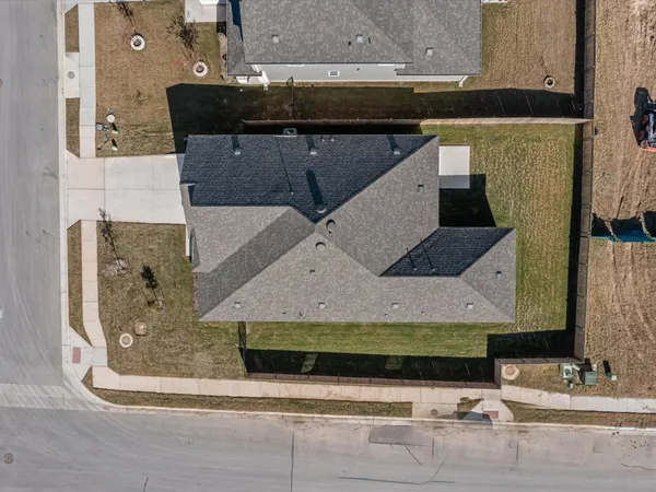 an aerial view of a house