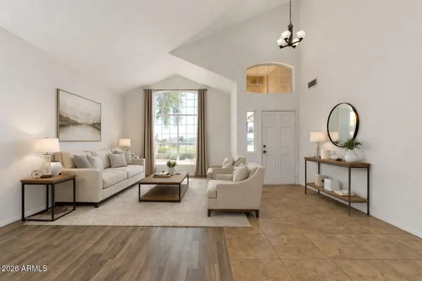 a living room with furniture