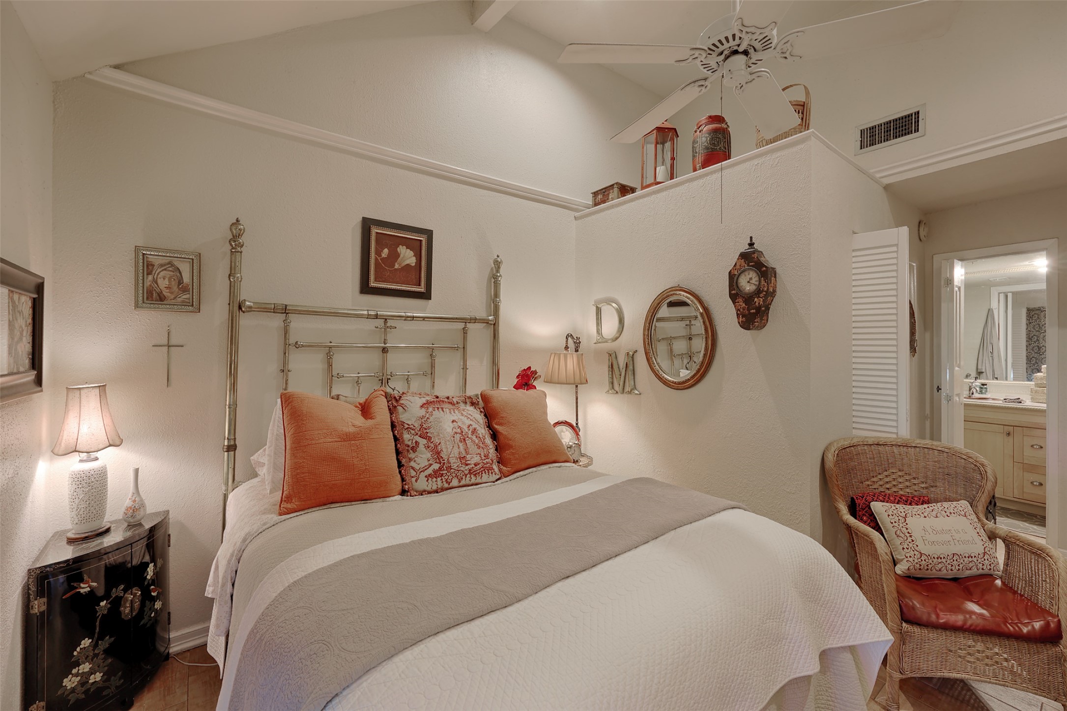 34 April Hill Conroe, TX 77356 - Photo 16 of 33 The primary bedroom features two closets and ensuite bath. The neutral color in this room provide a soft backdrop for any decor.