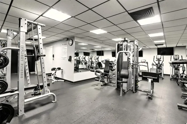 a view of a room with gym equipment