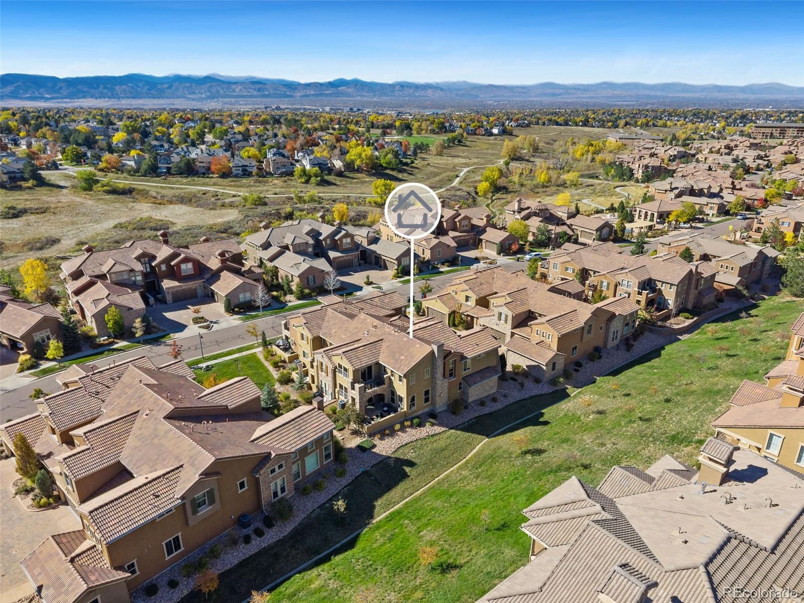9472 Sori Lane Highlands Ranch, CO 80126 - Photo 37 of 43 an aerial view of residential houses with outdoor space