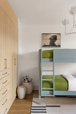 a room with two bunk beds