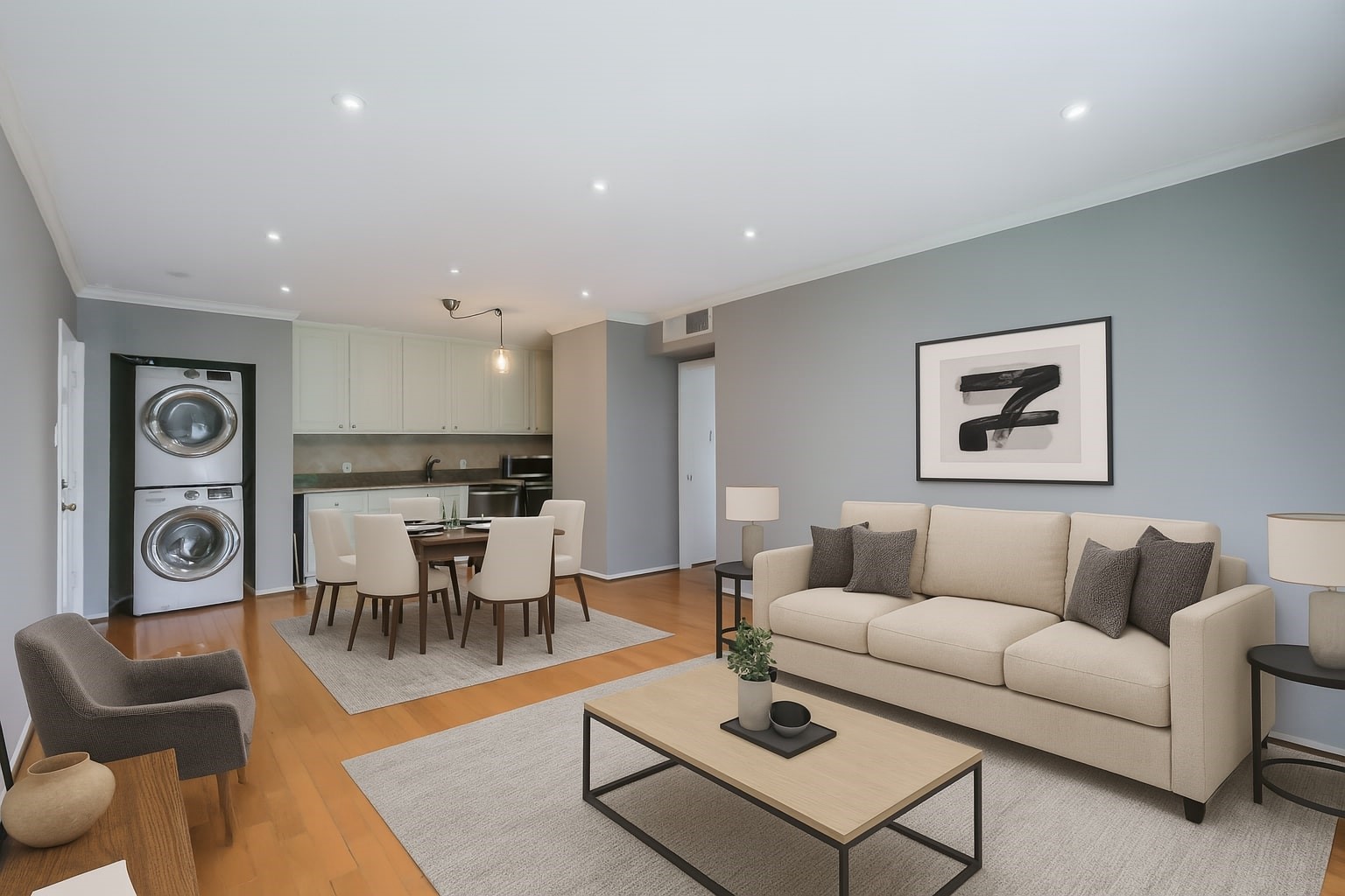 2230 South Piney Point Road, Unit 113 Houston, TX 77063 - Photo 5 of 28 A staged photo of the living/dining combo.