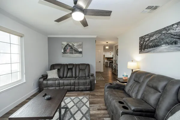 a living room with furniture