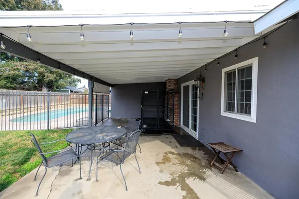 a outdoor space with furniture