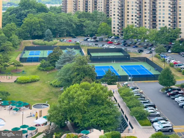 a view of a city with tall buildings