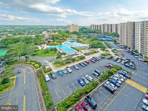 a view of a city with tall buildings