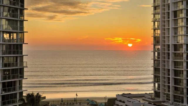 a view of a ocean with a city