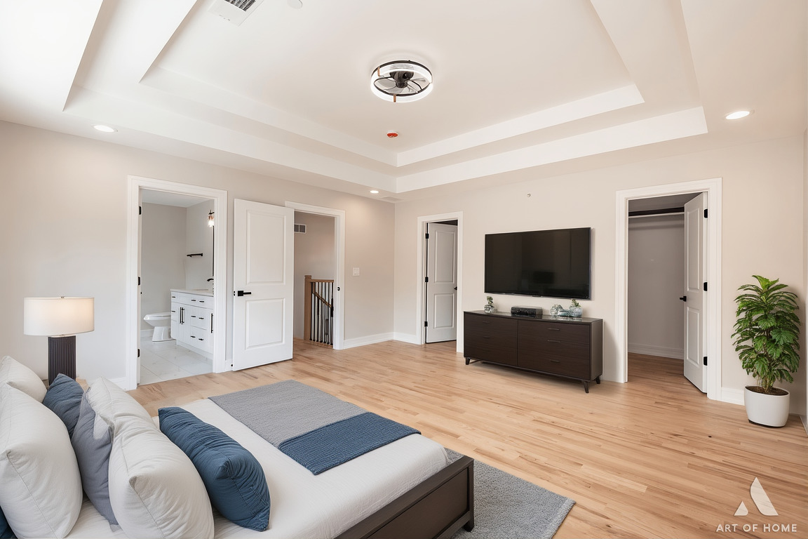 7957 West 73rd Place Bridgeview, IL 60455 - Photo 19 of 40 a bedroom with a bed and a flat screen tv