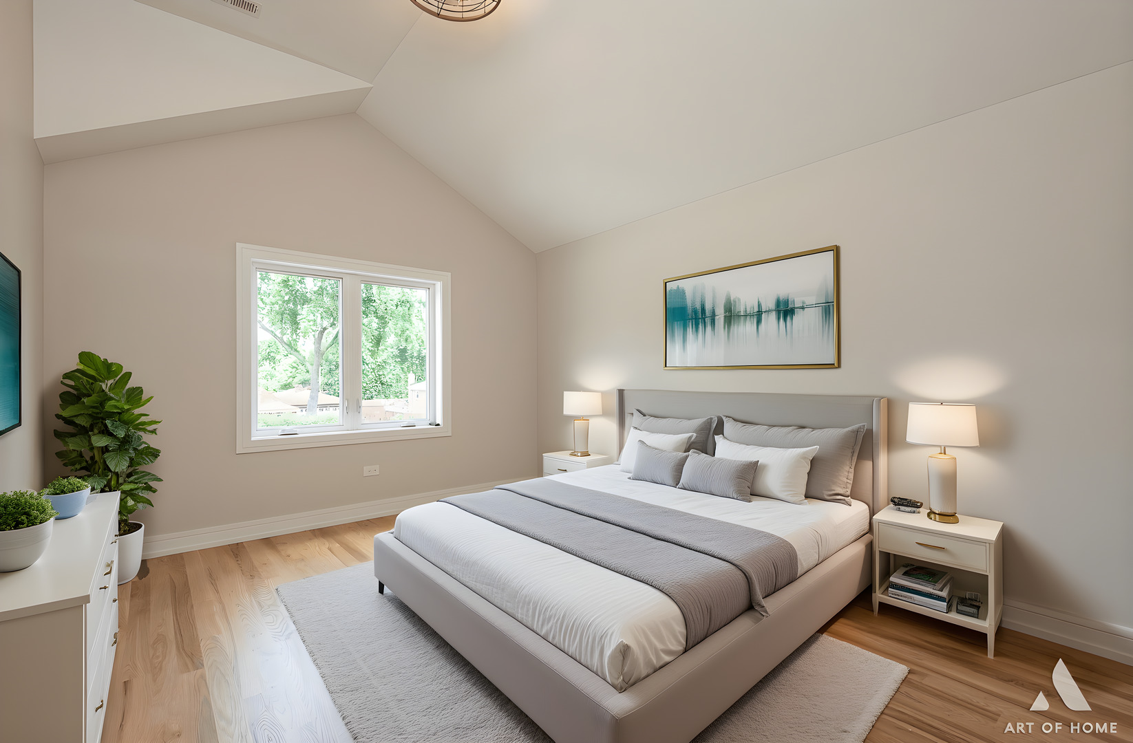 7957 West 73rd Place Bridgeview, IL 60455 - Photo 28 of 40 a bedroom with a large bed and a potted plant