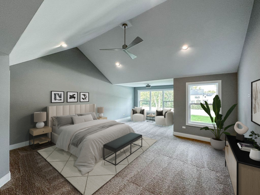 5S504 Radcliff Road Naperville, IL 60563 - Photo 13 of 23 a spacious bedroom with a bed a couch and a flat screen tv