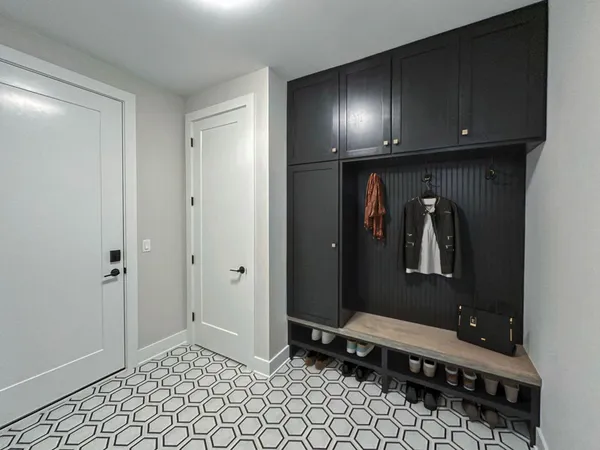 a view of entryway with wooden floor