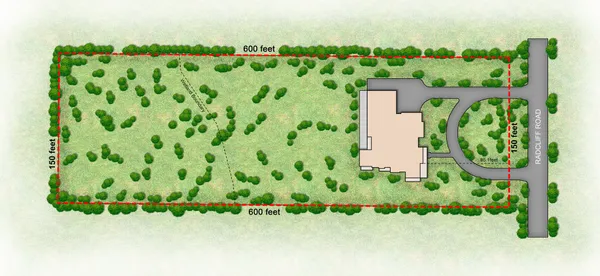 an outdoor space with lots of green space