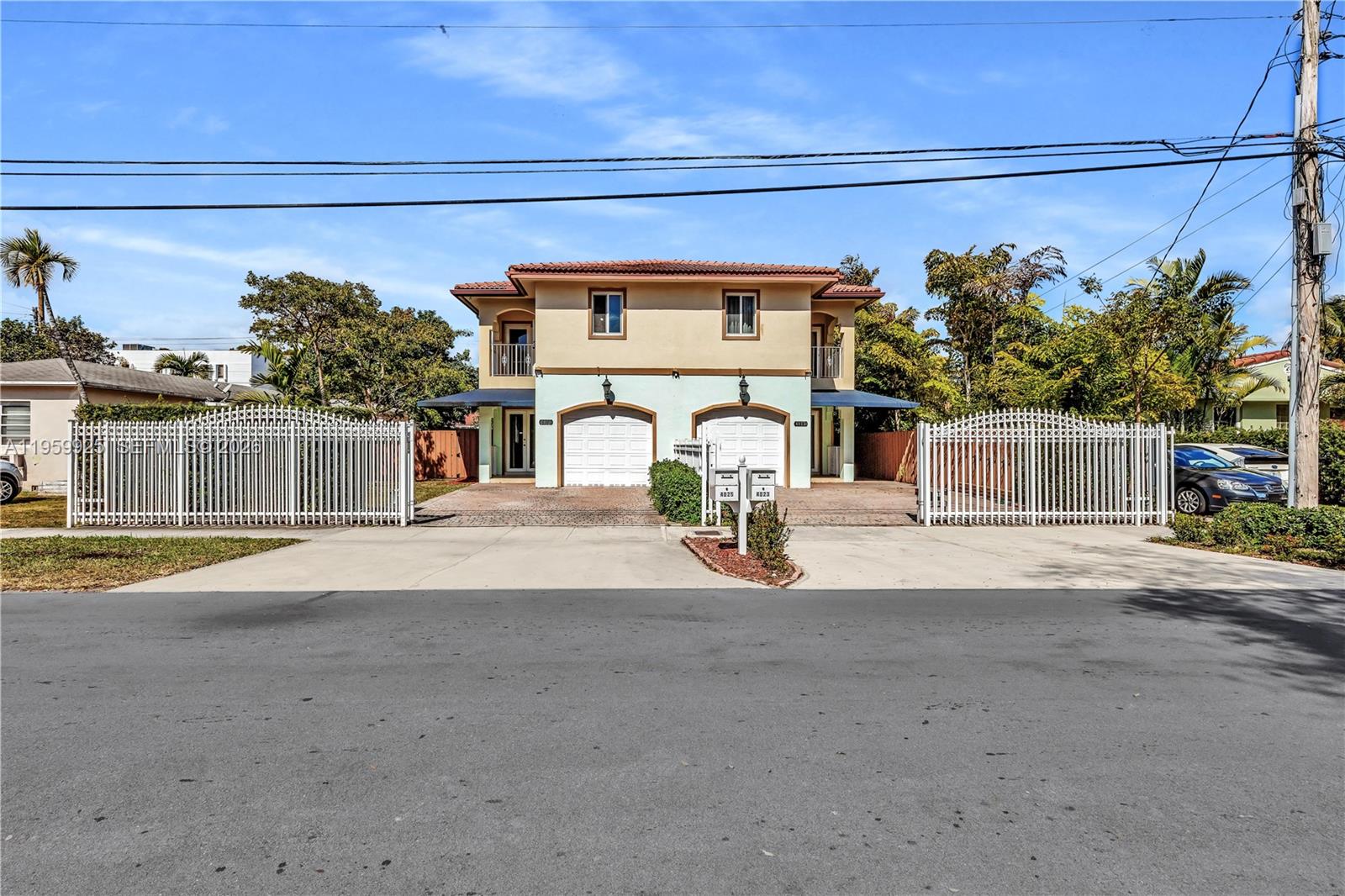 a view of a street with a house