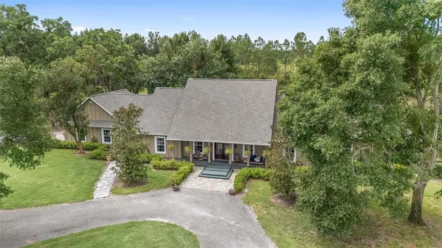 an aerial view of a house