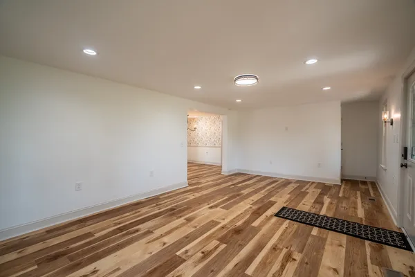 a large kitchen with cabinets