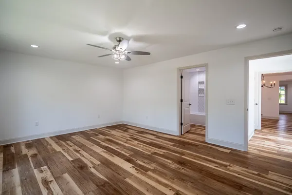 a view of an empty walk in closet