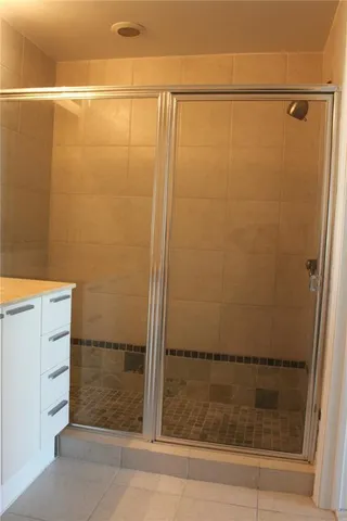 a bathroom with a shower
