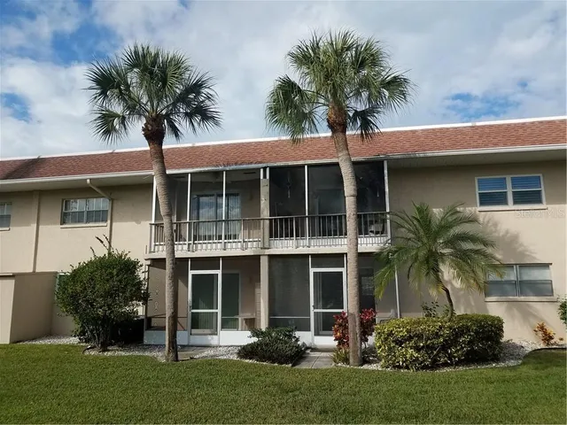 a palm tree in front of a house with a yard