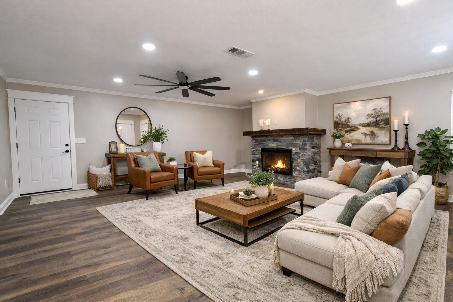 4052 Randi Road Crestview, FL 32539 - Photo 8 of 27 a living room with furniture a fireplace and a flat screen tv